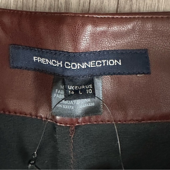 NWT French Connection Crolenda Women’s Faux Leather Trouser Bitter Chocolate - Picture 8 of 13